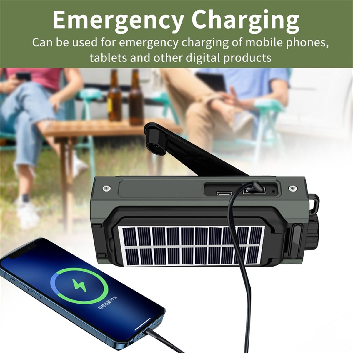 Solar Emergency Charger - A26Z Taşınabilir Güneş Enerjili Radyo, Acil