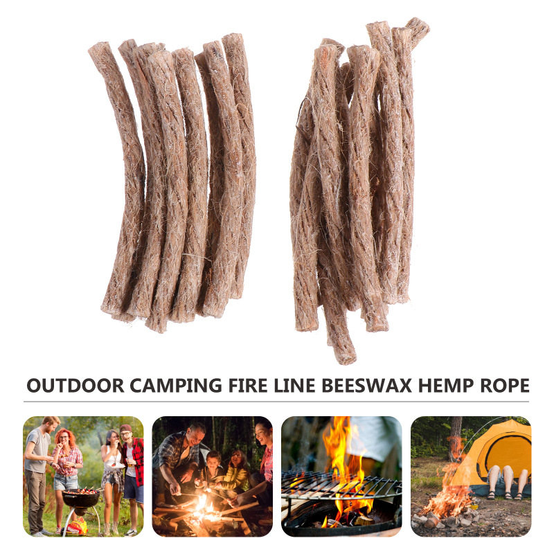 Fire Starting Kit - 10 adet Survival Fitil Kenevir Kordon