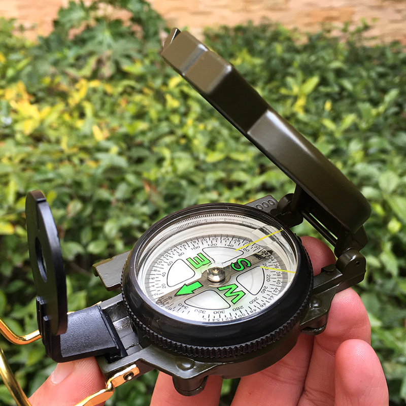 Compass Lensatic - Alüminyum Alaşımlı Taşınabilir Ordu Yeşil Katlanır